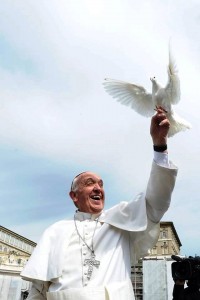 Pope Francis with dove